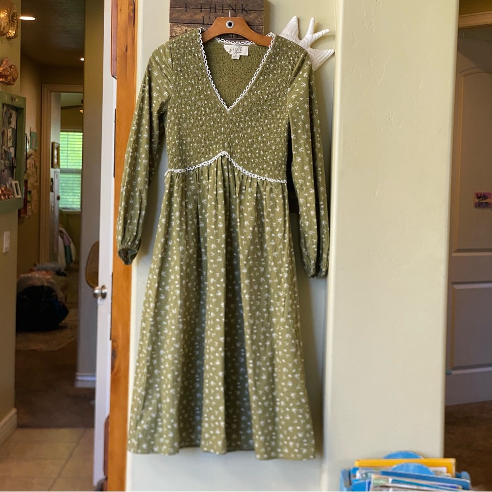 Green Floral Midi Dress